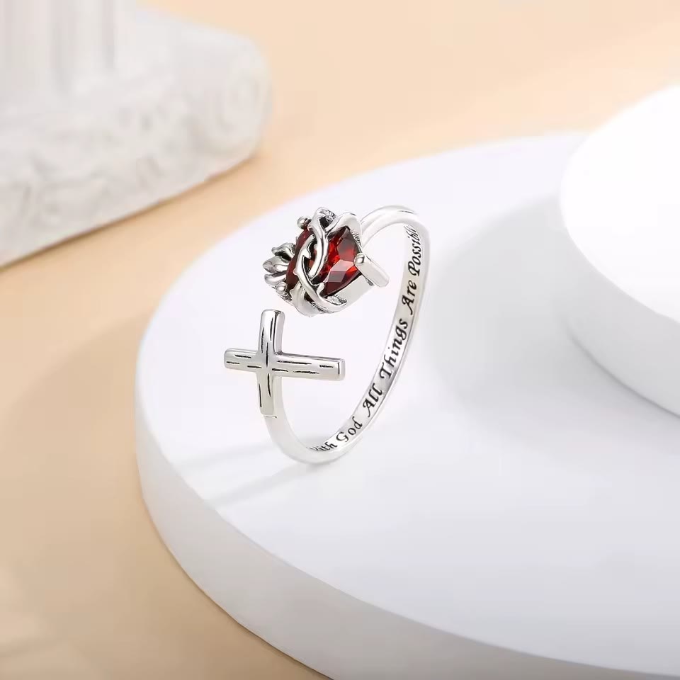 ✝️Sacred Heart of Jesus Ring: With God All Things Are Possible