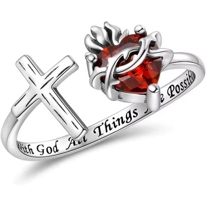 ✝️Sacred Heart of Jesus Ring: With God All Things Are Possible