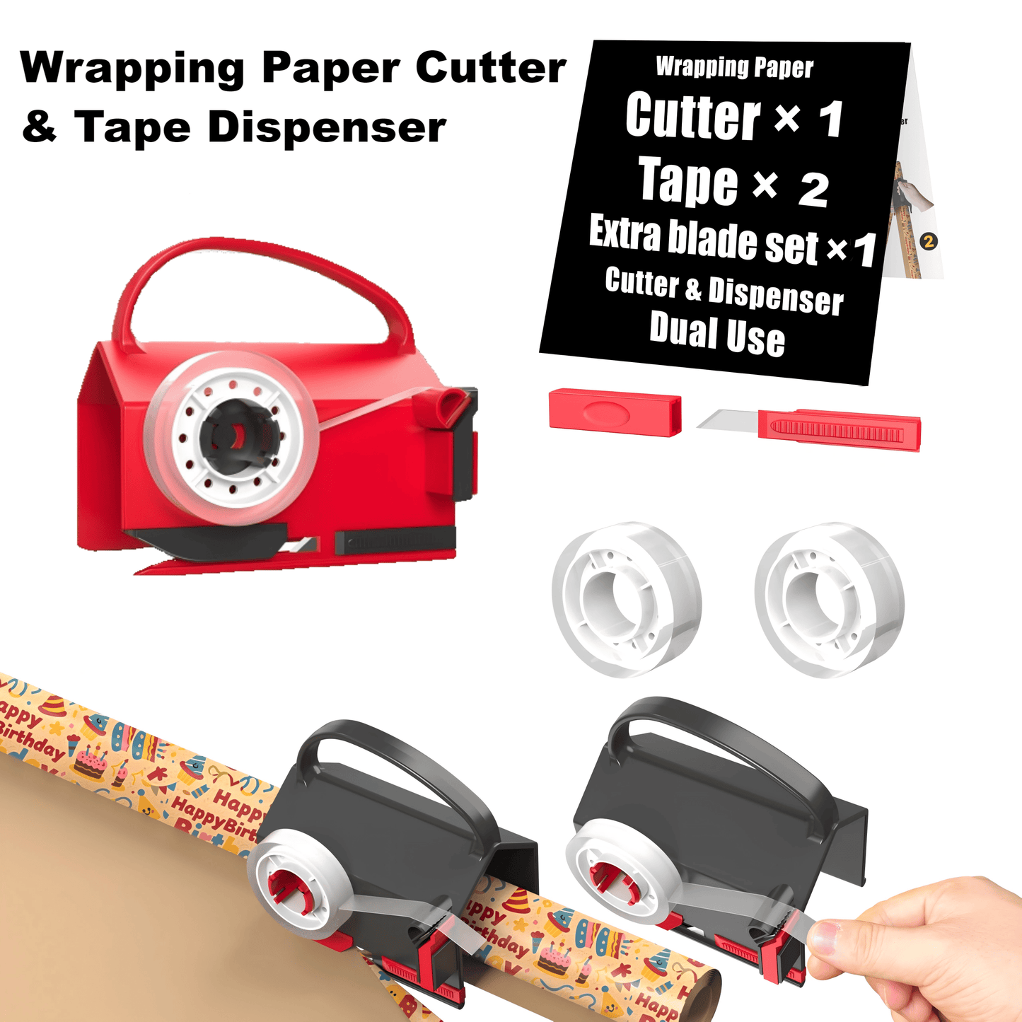 🎅Christmas Pre Sale 60% OFF🎁Wrapping Paper Cutter & Tape Dispenser