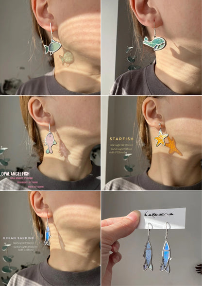 🐟 Handmade Stained Glass Nautical Earrings 🌊
