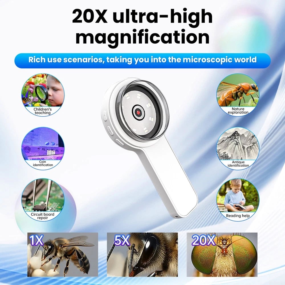 200X Digital Microscope 2.0 inch IPS Video Coin Microscop With Magnifying Glass
