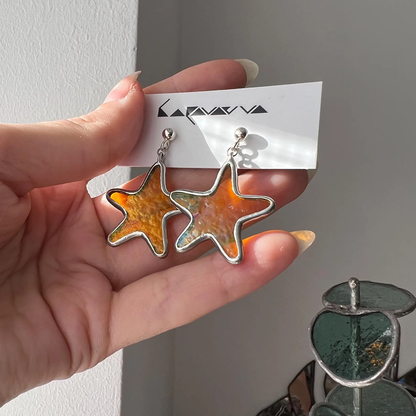 🐟 Handmade Stained Glass Nautical Earrings 🌊