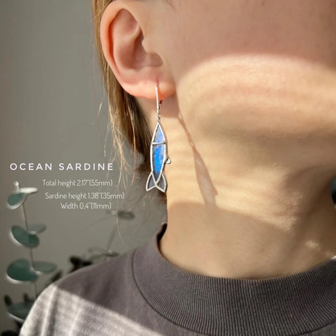 🐟 Handmade Stained Glass Nautical Earrings 🌊