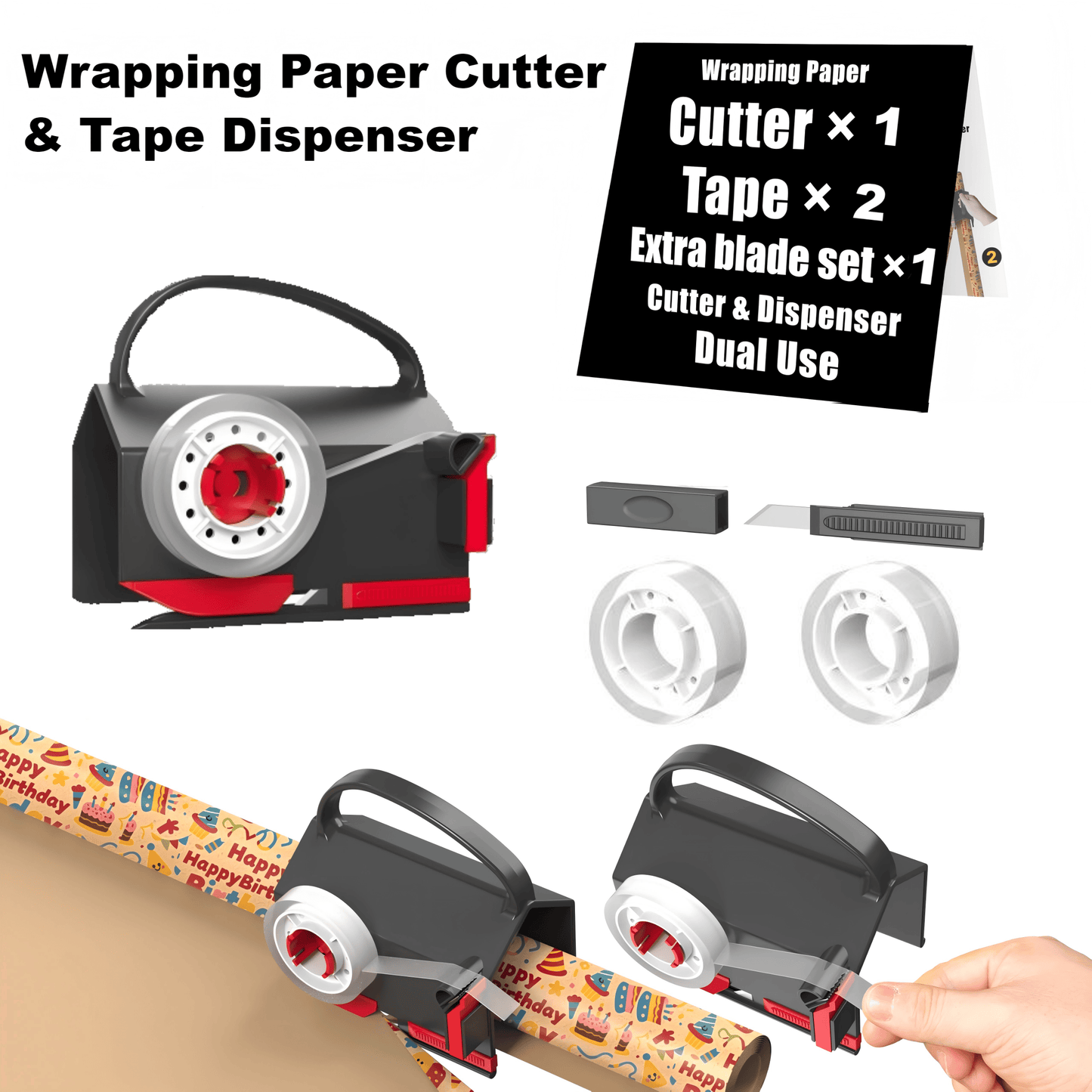 🎅Christmas Pre Sale 60% OFF🎁Wrapping Paper Cutter & Tape Dispenser
