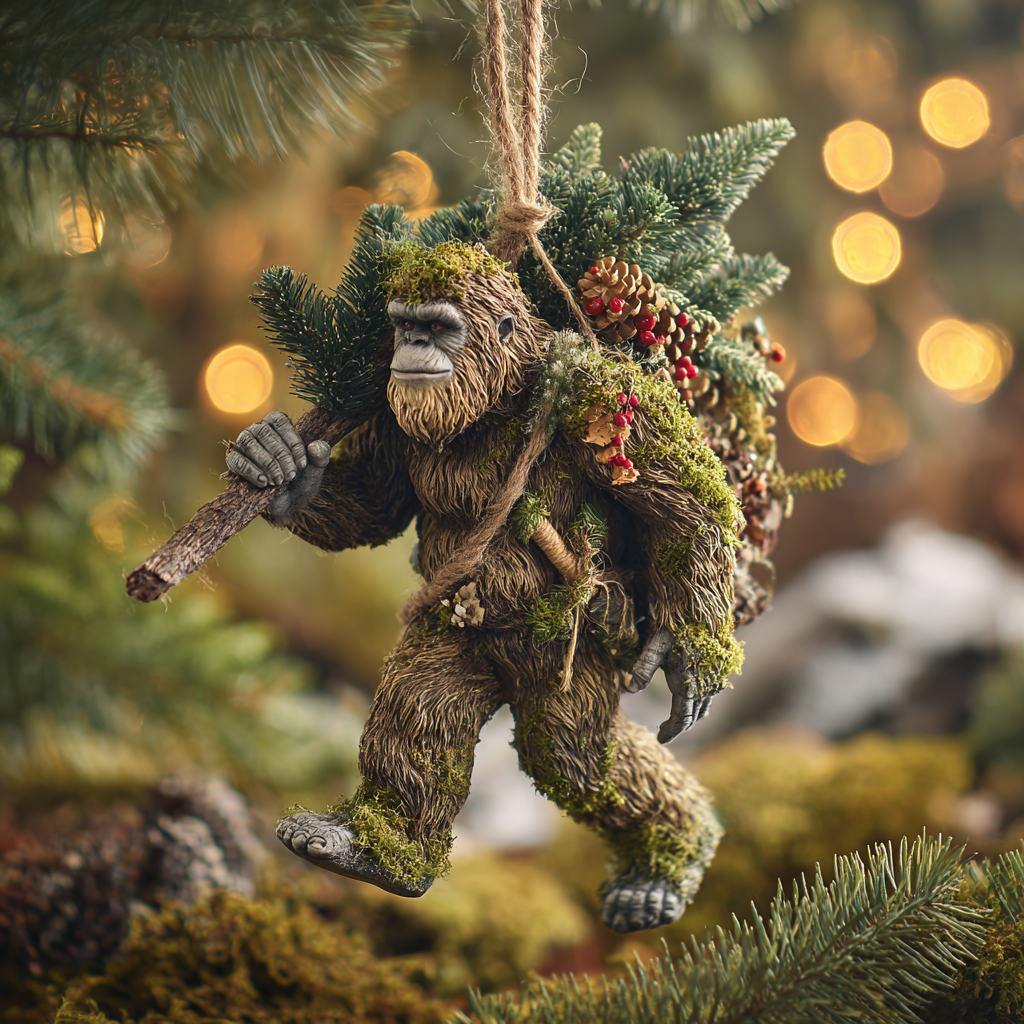 👣🎄 Bigfoot Christmas Ornament – Myth Meets Holiday Magic 🌟