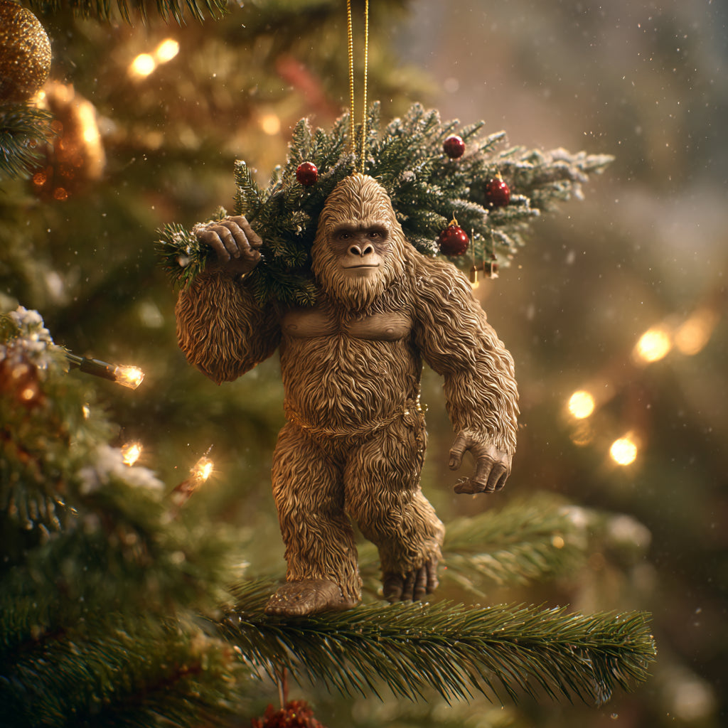 👣🎄 Bigfoot Christmas Ornament – Myth Meets Holiday Magic 🌟