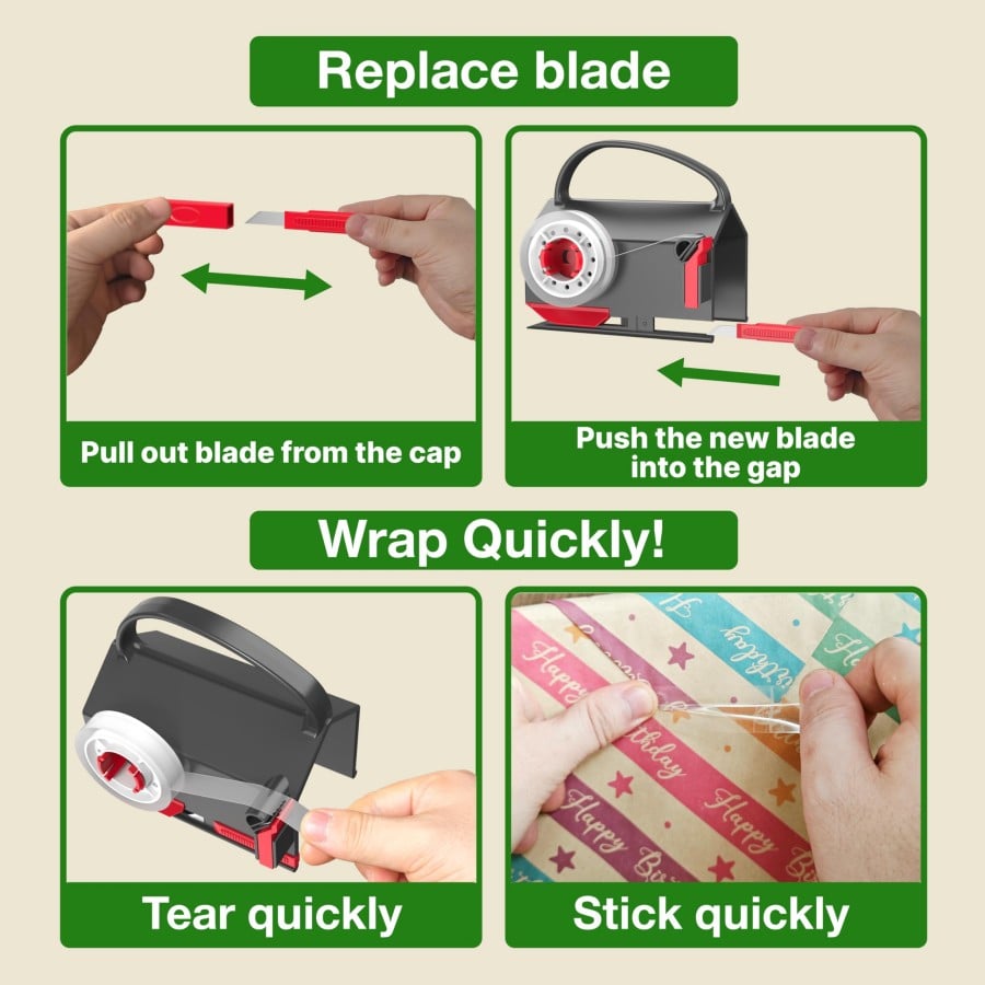 🎅Christmas Pre Sale 60% OFF🎁Wrapping Paper Cutter & Tape Dispenser
